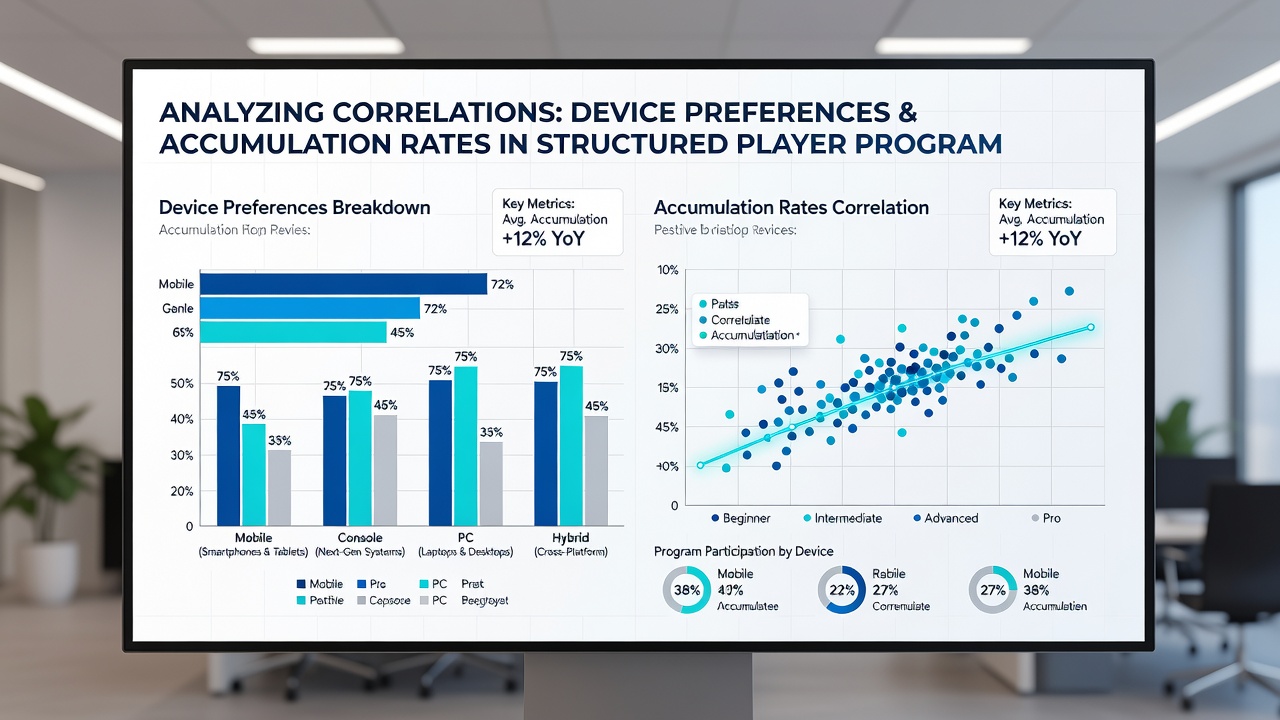 Data visualization comparing accumulation speeds for mobile versus desktop users within structured casino reward programs