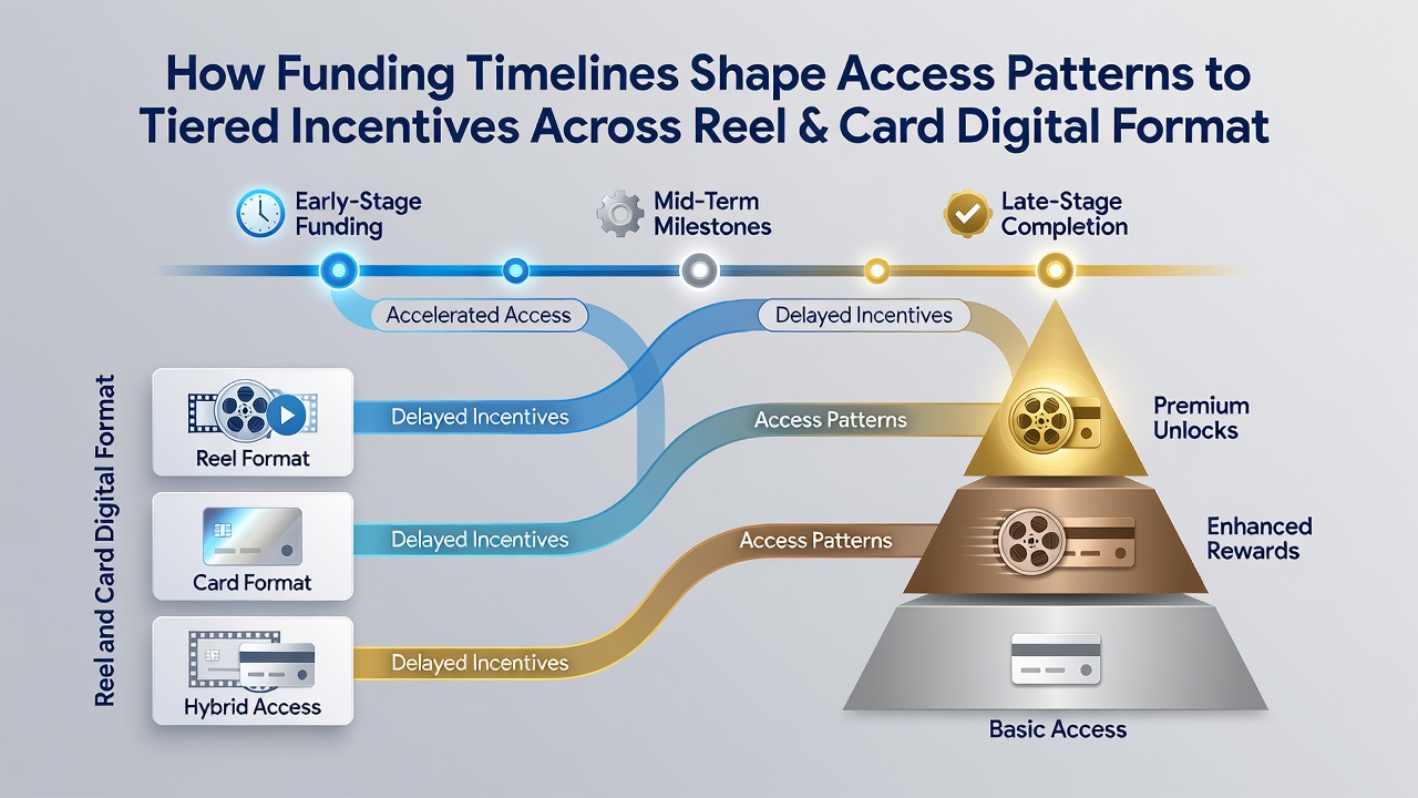 Chart showing comparative access rates to VIP tiers in reel versus card digital formats based on funding release schedules