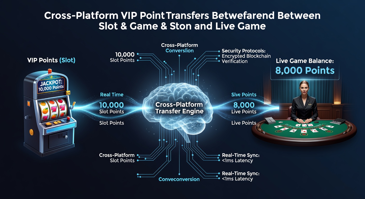 Cross-platform VIP point transfer interface showing slot and live game integration on casino dashboard