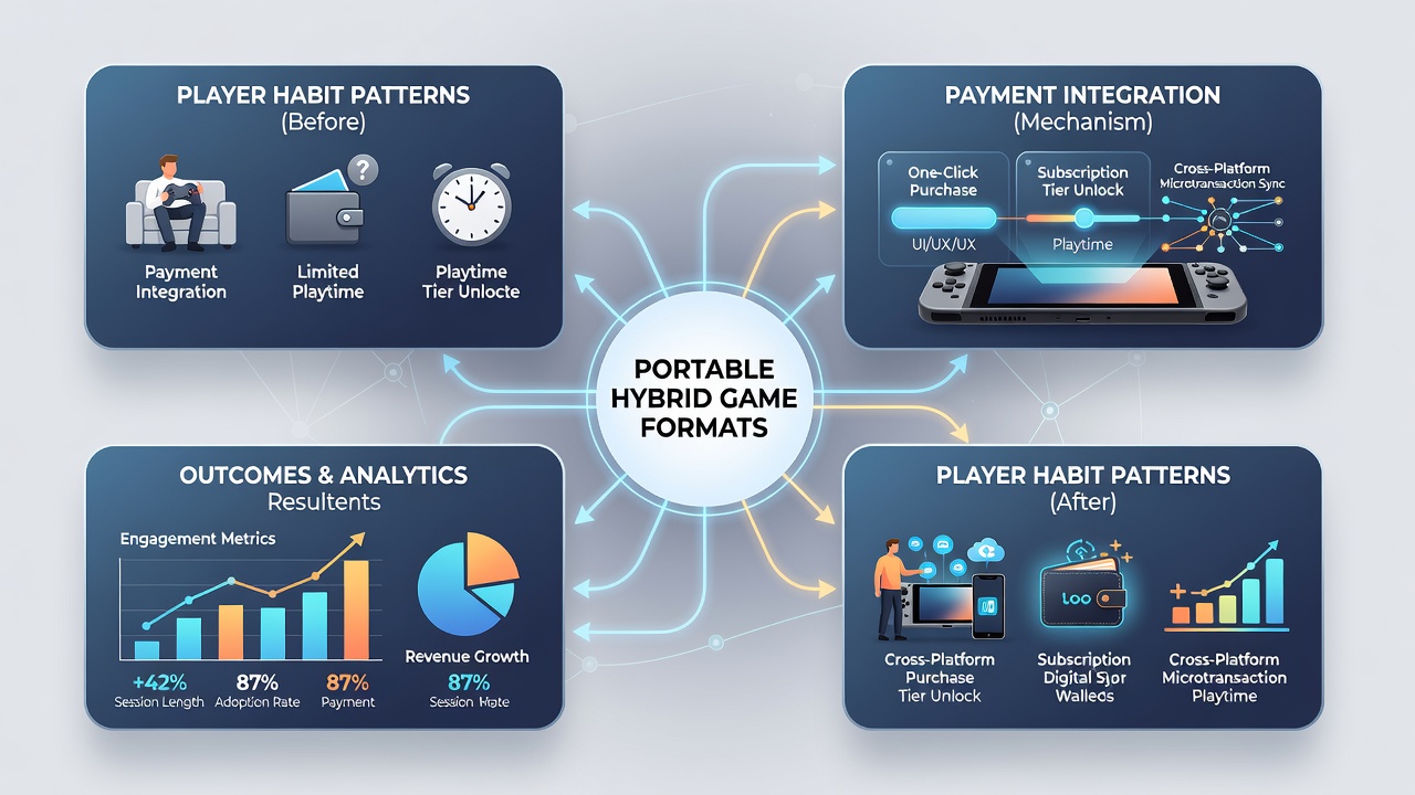 Infographic showing player movement between slot and table formats via mobile payment integration